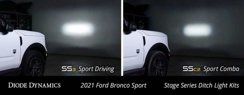 Diode Dynamics 2021 Ford Bronco SS3 LED Ditch Light Kit - Sport Yellow Pro Combo