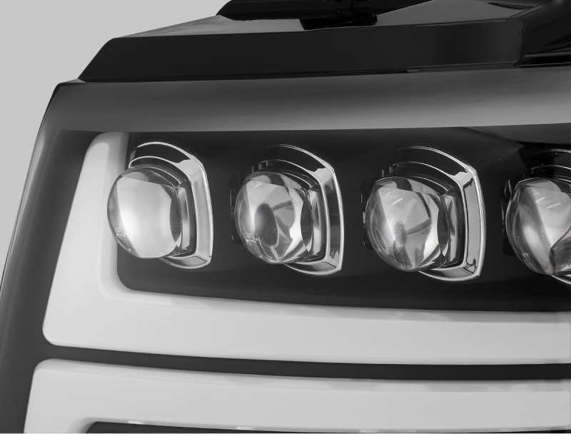 AlphaRex 07-14 Chevy Avalanche NOVA LED Proj Headlights Plank Style Matte Black w/Activ Light/DRL