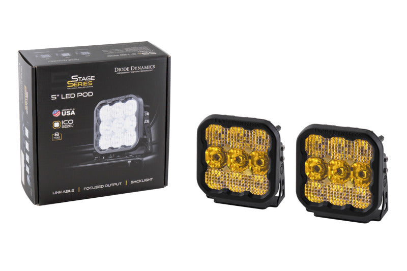 Diode Dynamics SS5 LED Pod Sport - Yellow Spot (Pair)