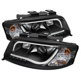 Spyder Audi A6 02-04 Projector Headlights Halogen ModelLight Tube DRL Blk PRO-YD-ADA601-LTDRL-BK