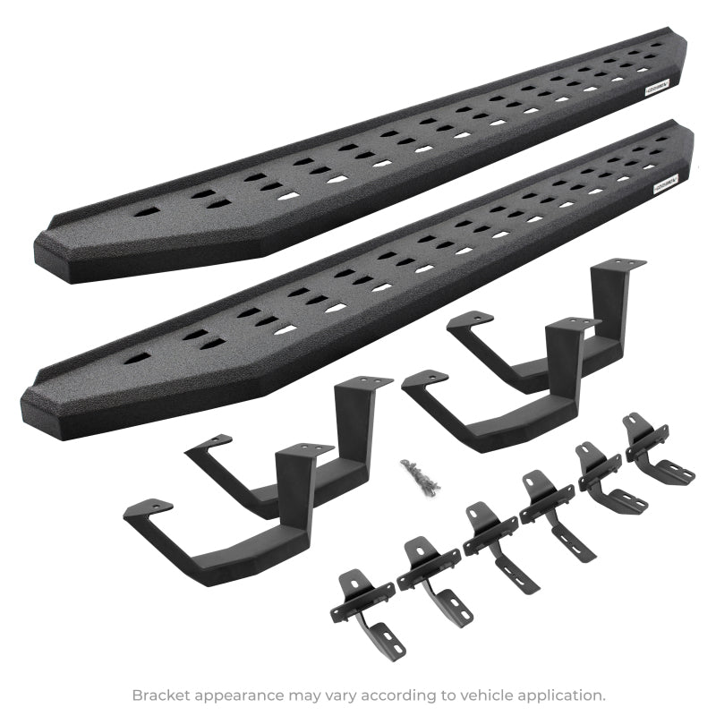 Go Rhino Toyota Tundra CrwMx Kit w/RB20 Running Board + Brkts + 4 RB20 Drop Steps - Bedlnr Coat