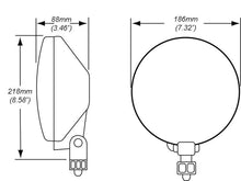 Load image into Gallery viewer, Measurement specifications for Hella 700FF driving lamp