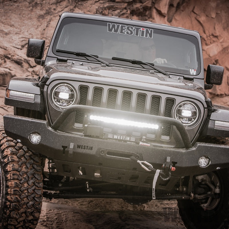 Westin 18+ Jeep Wrangler JL WJ2 Full Width Front Bumper w/Bull Bar Textured Black