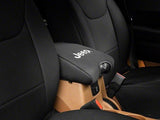 Officially Licensed Jeep 11-18 Wrangler JK Neoprene Center Console Arm Cover w/ Jeep Logo- Blk