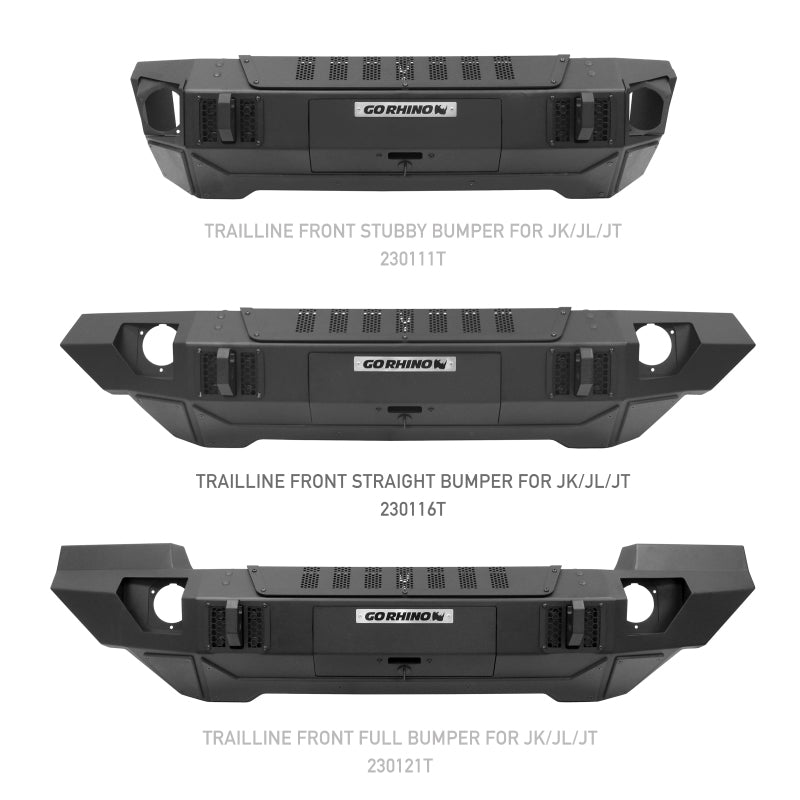 Go Rhino Jeep Wrangler JL/JLU/JK/JKU/Gladiator JT Trailline Front Straight Bumper