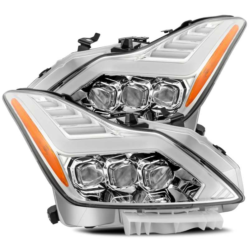 AlphaRex 2008-2015 Infiniti G37 NOVA LED Headlights Chrome w/ Active Light/Seq Signal/DRL