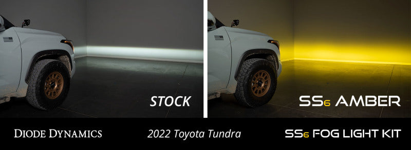 Diode Dynamics 2022 Toyota Tundra SS6 LED Fog Light Kit - Amber Wide