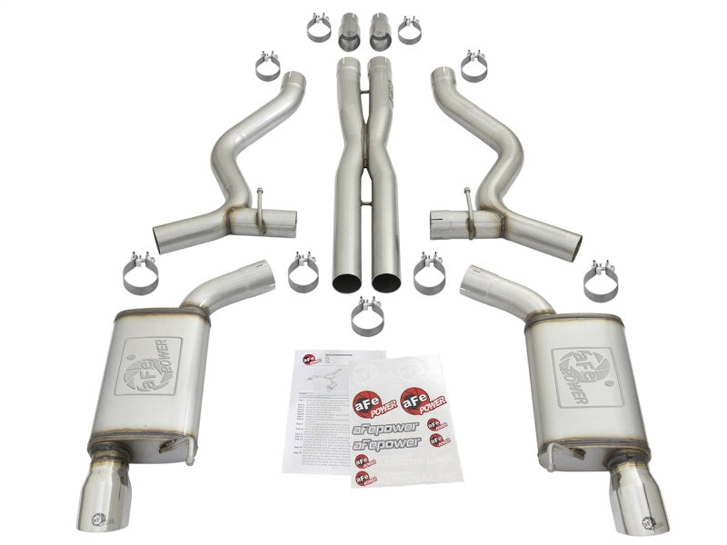 aFe MACHForce XP 3in 304 SS Cat-Back Exhausts w/ Polished Tips 15-17 Ford Mustang GT V8-5.0L/V6-3.7L