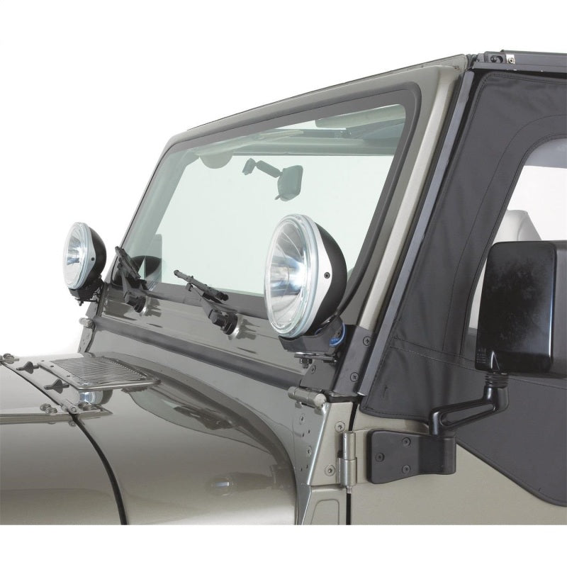 Rampage Jeep CJ5 Windshield Hinge Light Bracket - Black