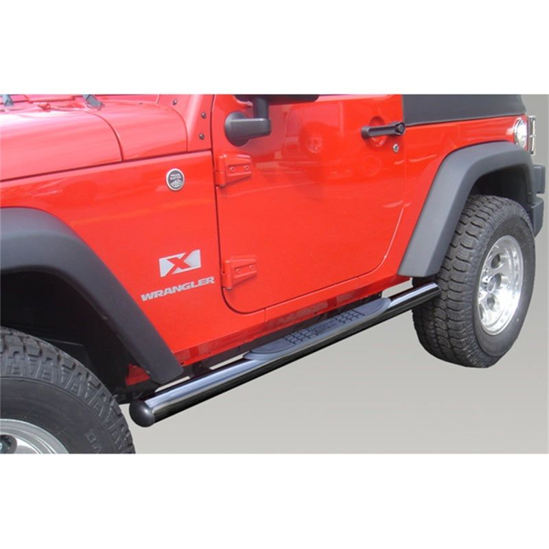 Rugged Ridge 3-In Round Side Steps Black 2-Door Jeep Wrangler