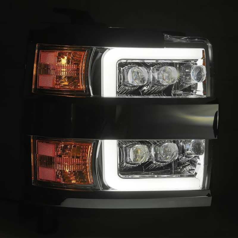 AlphaRex 15-19 Chevy 2500HD NOVA LED Proj Headlights Plank Style Chrome w/Activ Light/Seq Signal/DRL