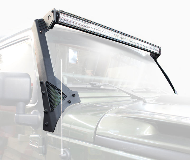 Go Rhino Jeep Wrangler JK/JKU (Ex Mjve/392/4xe) Windshield Light Bar Mount Brkt - 50in Sgl Row