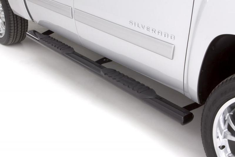 Lund Chevy Silverado 1500 Ext. Cab 5in. Oval Straight Steel Nerf Bars - Black