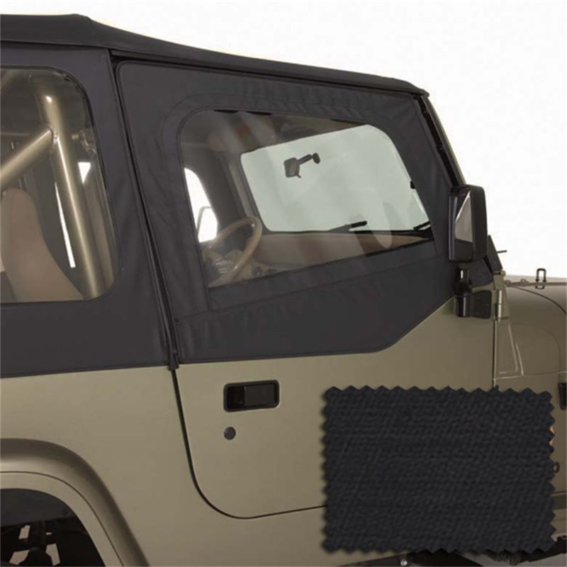Rugged Ridge Upper Soft Door Kit Black Diamond Jeep Wrangler YJ