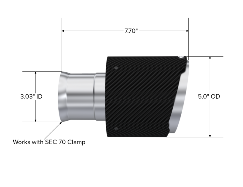MBRP Dodge Charger 5.7L/6.2L/6.4L T304 3in ID / 5in OD Out / 8in Length Angle Cut Carbon Tip