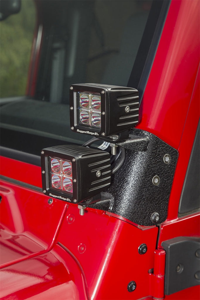 Rugged Ridge Jeep Wrangler TJ Textured Black Dual A-Pillar Light Mount