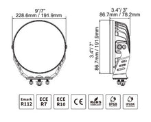 Load image into Gallery viewer, Go Rhino Xplor Blackout Series Round LED Driving Light w/DRL (Surface/Threaded Stud Mnt) 7in. - Blk