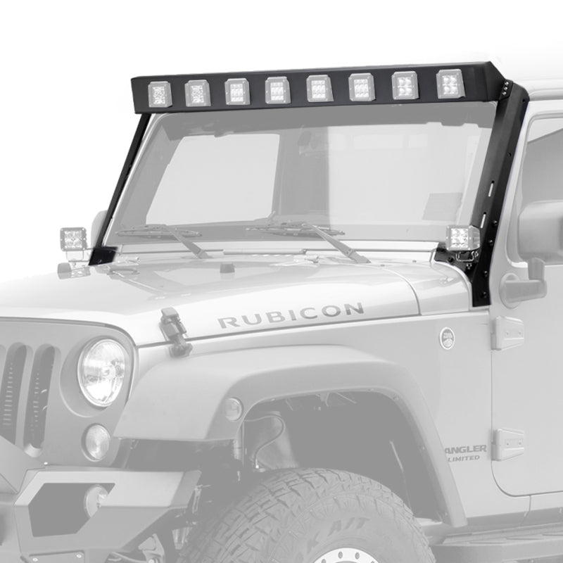 Go Rhino 07-18 Jeep Wrangler JK WLF Windshield Light Mount Frame - Eight Cube Lights