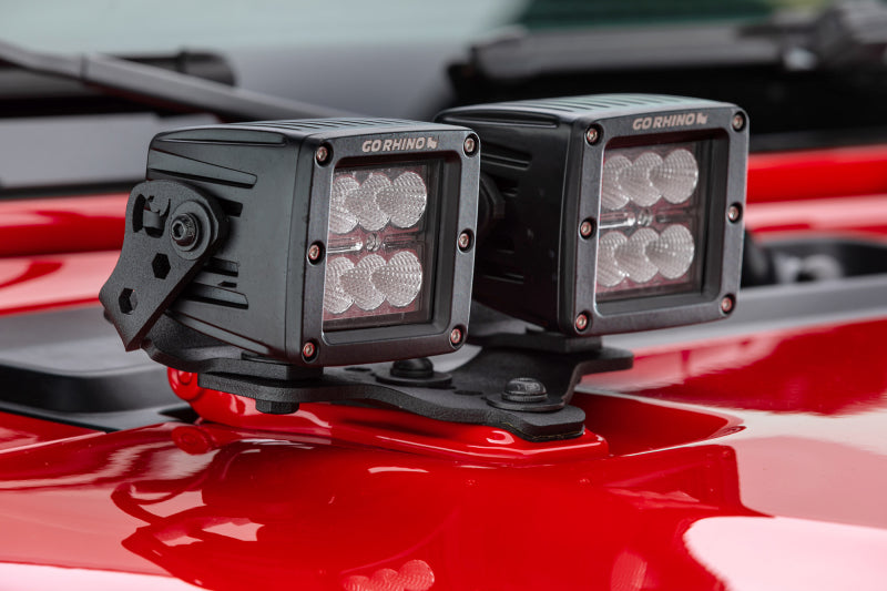 Go Rhino Jeep Wrangler JL/JLU/Gladiator JT Light Mount - Two 3in Cubes