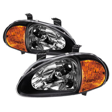 Load image into Gallery viewer, Xtune Honda Del Sol 93-97 1Pc Amber Crystal Headlights Black HD-ON-HDEL93-1P-AM-BK