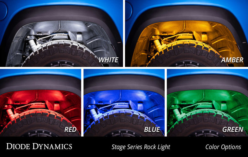 Diode Dynamics Stage Series Single Color LED Rock Light - Green M8 (8-pack)
