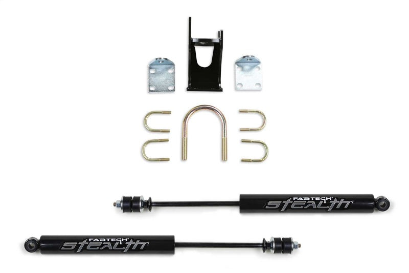 Fabtech 05+ Ford F250/350 4WD Dual Stealth Steering Stabilizer Kit - Opposing Style
