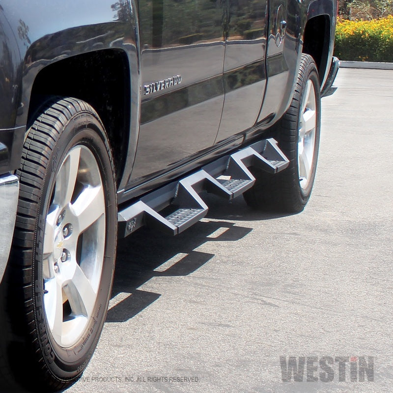 Westin 14+ Chevrolet Silverado 1500 DC 6.5ft Bed HDX Drop W2W Nerf Step Bars - Tex. Blk