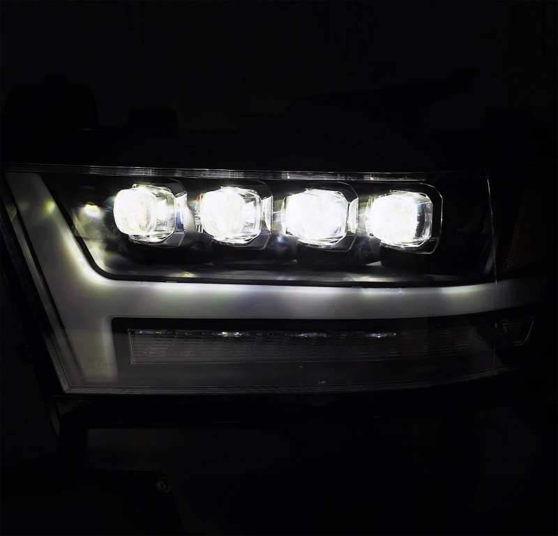 AlphaRex 19+ Ram 1500HD NOVA LED Proj Headlights Plank Style Gloss Blk w/Activ Lght/Seq Signal/DRL