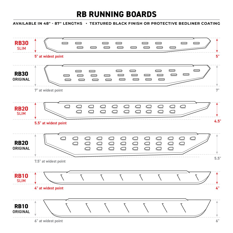 Go Rhino RB30 Slim Line Running Boards 57in. - Bedliner Coating (Boards ONLY/Req. Mounting Brackets)