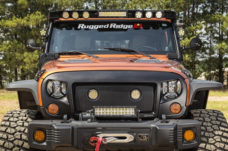 Rugged Ridge 07-18 Jeep Wrangler JK/JKU Textured Black Elite Headlight Euro Guards