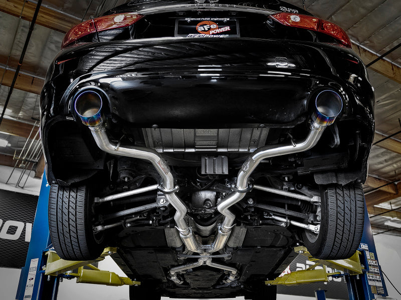 aFe Takeda 2.5in 304 SS Cat-Back Exhaust System w/ Blue Flame Tips 16-18 Infiniti Q50 V6-3.0L (tt)
