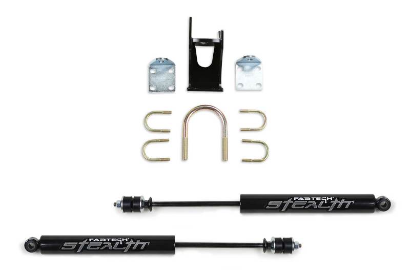 Fabtech 05+ Ford F250/350 4WD Dual Stealth Steering Stabilizer Kit - Opposing Style