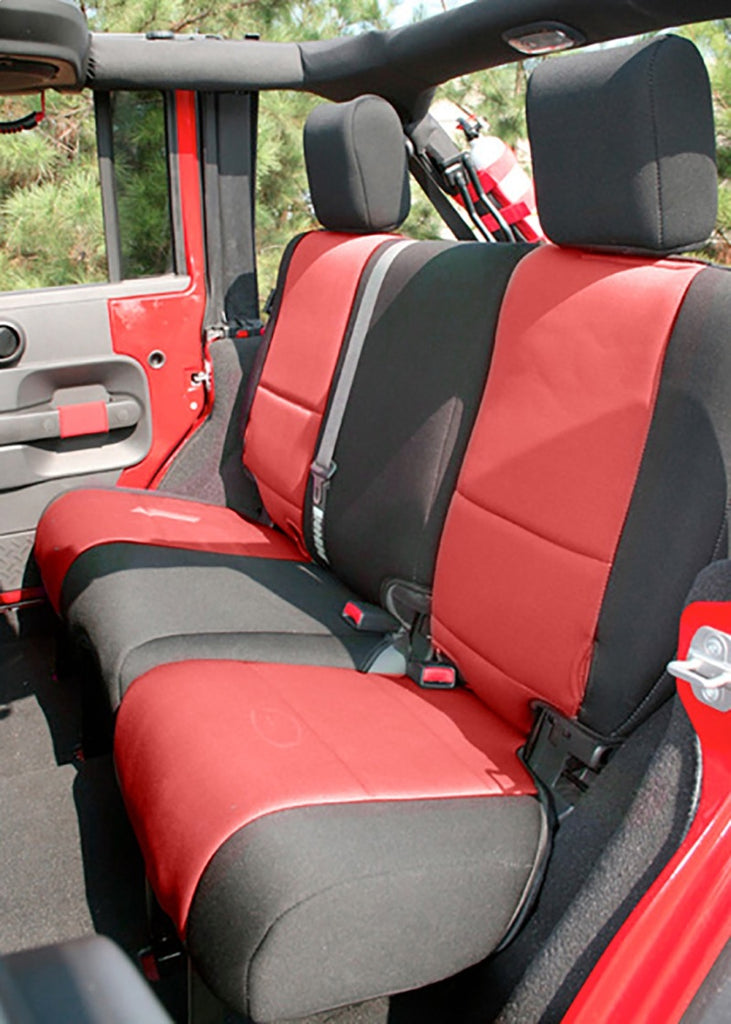Rugged Ridge Seat Cover Kit Black/Red Jeep Wrangler JK 4dr