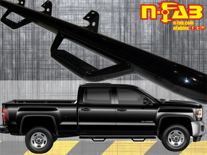 N-Fab Nerf Step 15-17 Chevy-GMC 2500/3500 Crew Cab - Gloss Black - Cab Length - 3in
