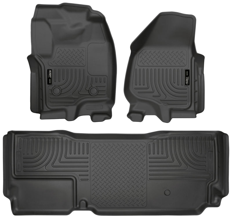 Husky Liners 2012.5 Ford SD Super Cab WeatherBeater Combo Black Floor Liners (w/o Manual Trans Case)