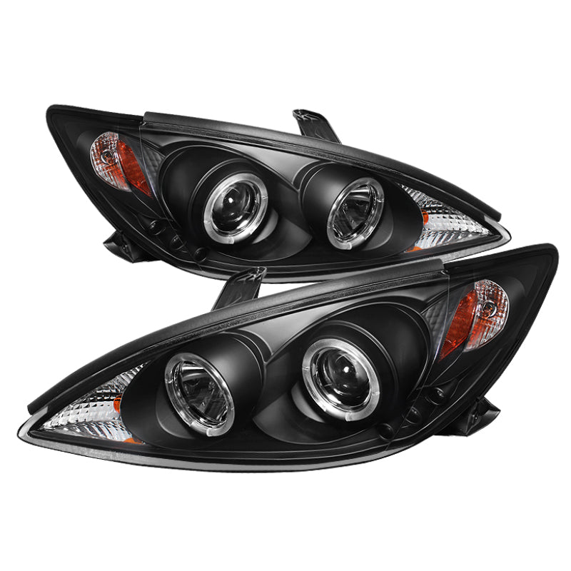 Spyder Toyota Camry 02-06 Projector Headlights LED Halo LED Black High H1 Low H1 PRO-YD-TCAM02-HL-BK