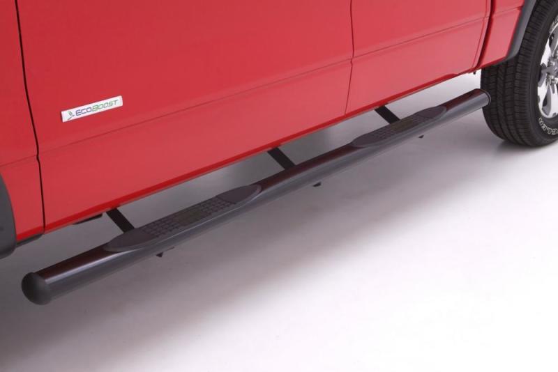 Lund Chevy Silverado 1500 Ext. Cab 4in. Oval Straight Steel Nerf Bars - Black