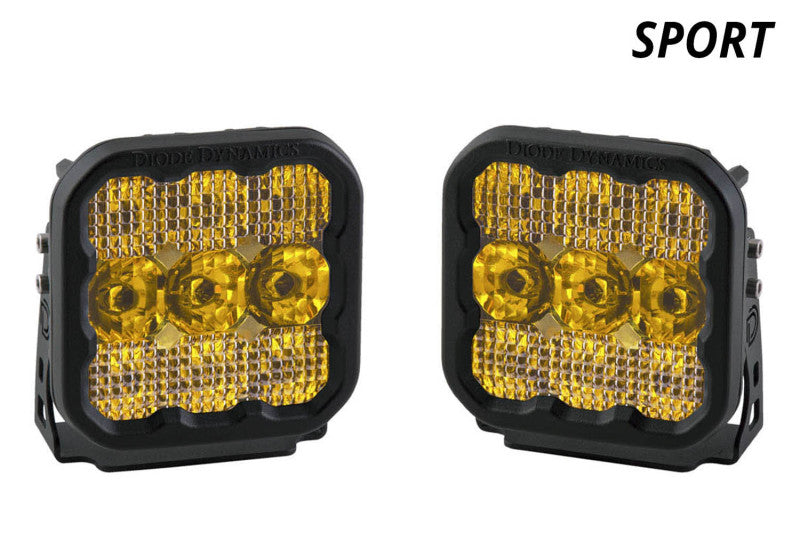 Diode Dynamics SS5 LED Pod Sport - Yellow Flood (Pair)