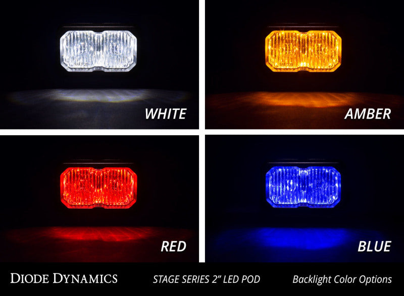 Diode Dynamics Stage Series 2 In LED Pod Sport - White Flood Flush WBL Each