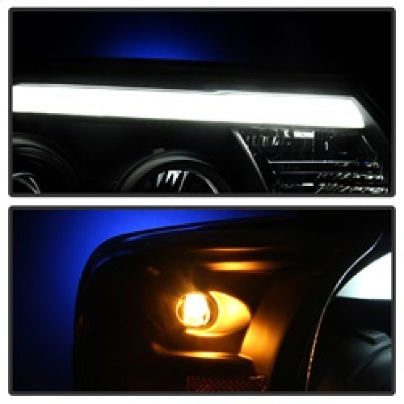 Spyder Toyota Tacoma 12-15 Projector Headlights Light Bar DRL Black PRO-YD-TT12-LBDRL-BK