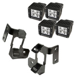 Rugged Ridge Jeep Wrangler JK Semi-Gloss Black Square A-Pillar LED Light Mount Kit