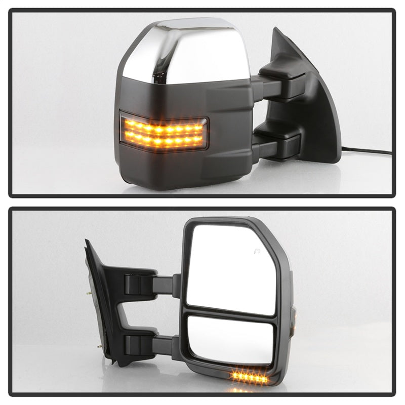 xTune 08-15 Ford F-250 SD Heated Adj LED Signal Chrome Mirrors - Smk (MIR-FDSD08S-G5-PW-RSM-SET)