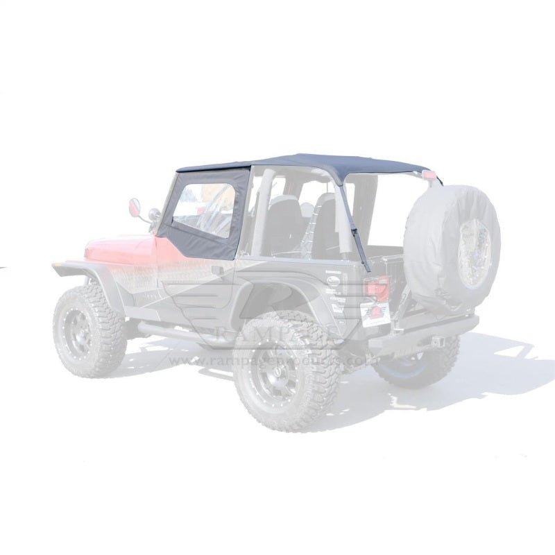 Rampage Jeep Wrangler(YJ) Frameless Soft Top Kit - Black Diamond