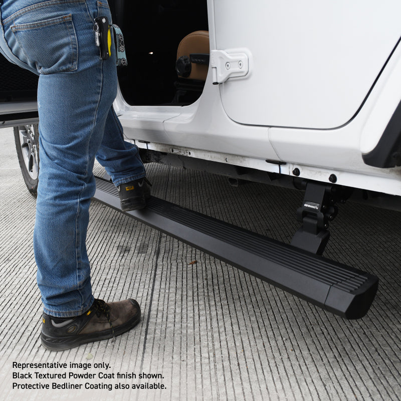 Go Rhino Jeep Wrangler 4dr E-BOARD E1 Electric Running Board Kit (Cut Req.) - Bedliner Coating