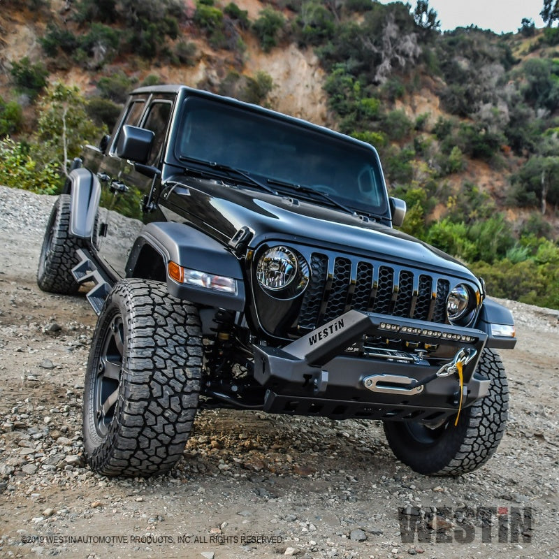 Westin 18+ Jeep Wrangler JL Stubby Front Bumper - Textured Black
