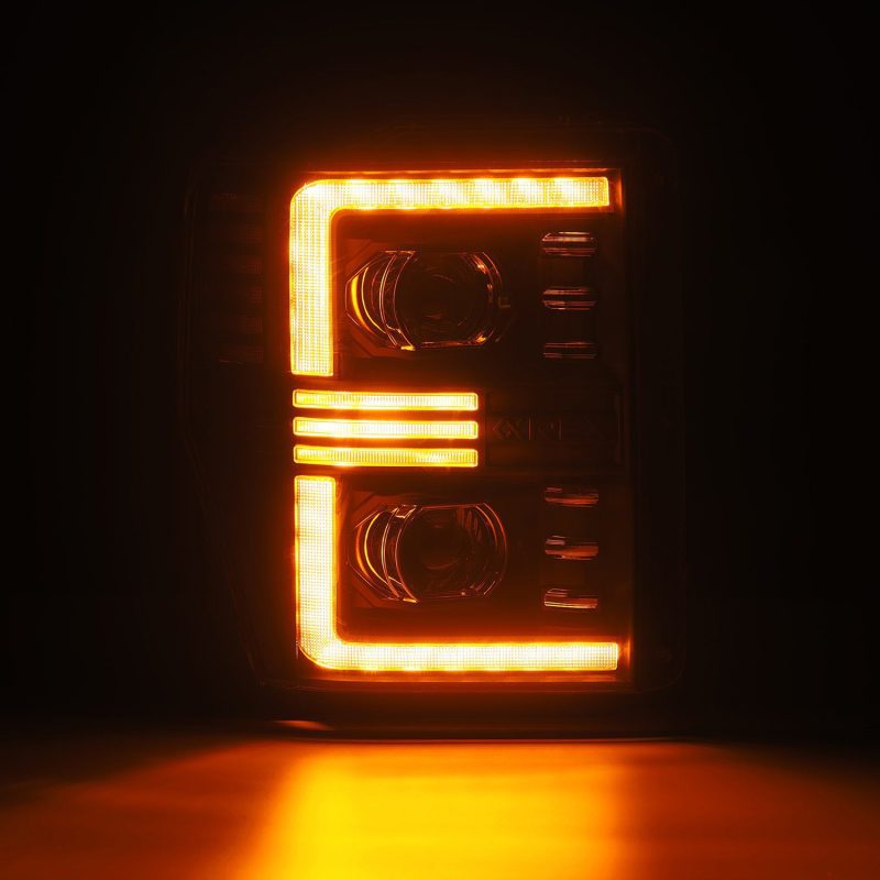 AlphaRex 2008-2010 Ford F250-550 PRO-Series Projector headlights Black w/Active Light/Seq Signal