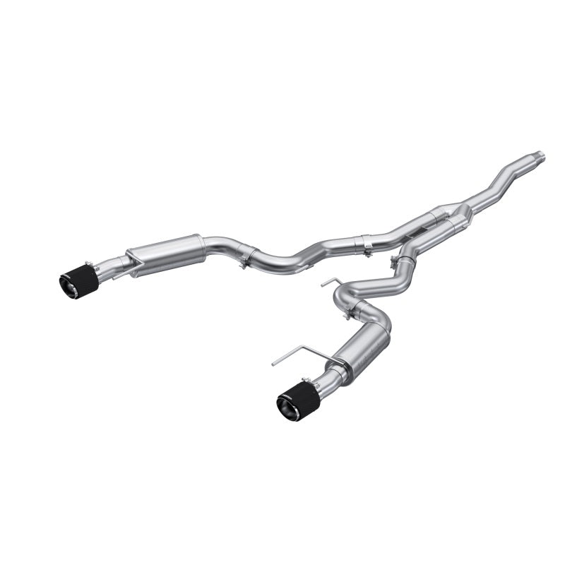 MBRP Ford Mustang 2.3 EcoBoost 3in Cat-Back Dual Split Rear w/4.5in Carbon Fiber Tips (Race)