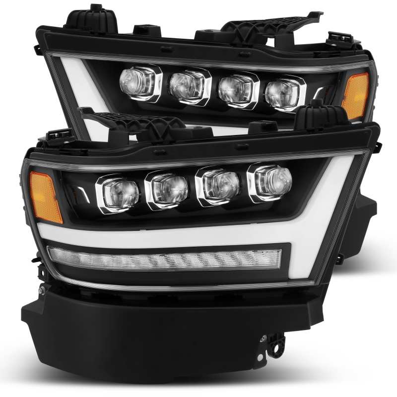 AlphaRex 19+ Ram 1500HD NOVA LED Proj Headlight Plank Style Matte Blk w/Activ Light/Seq Signal/DRL