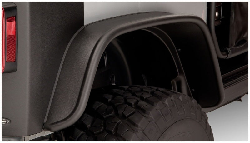 Bushwacker 07-18 Jeep Wrangler Flat Style Flares 2pc Fits 2-Door Sport Utility Only - Black