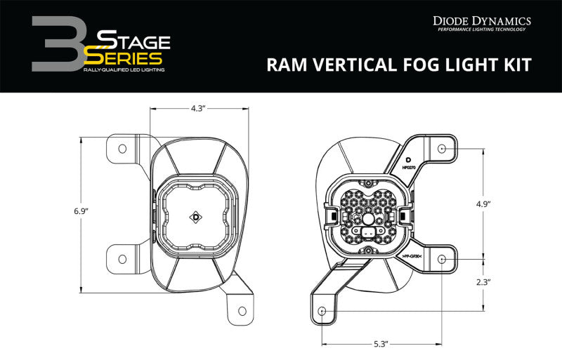 Diode Dynamics SS3 Sport Type Ram Vert Kit ABL - Yellow SAE Fog